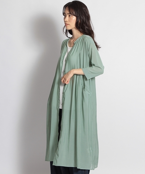 niko and...（ニコアンド）の「着流し前開きワンピース（ワンピース・レディース・ブラック/ベージュ/グリーン・MEDIUM/LARGE）」の3枚目の写真