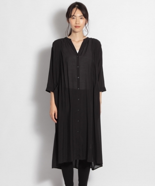 niko and...（ニコアンド）の「着流し前開きワンピース（ワンピース・レディース・ブラック/ベージュ/グリーン・MEDIUM/LARGE）」の7枚目の写真