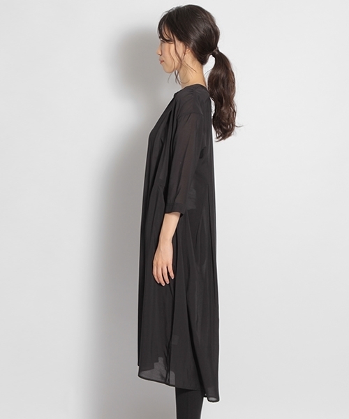 niko and...（ニコアンド）の「着流し前開きワンピース（ワンピース・レディース・ブラック/ベージュ/グリーン・MEDIUM/LARGE）」の8枚目の写真