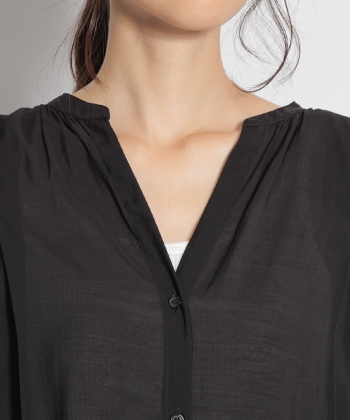 niko and...（ニコアンド）の「着流し前開きワンピース（ワンピース・レディース・ブラック/ベージュ/グリーン・MEDIUM/LARGE）」の14枚目の写真