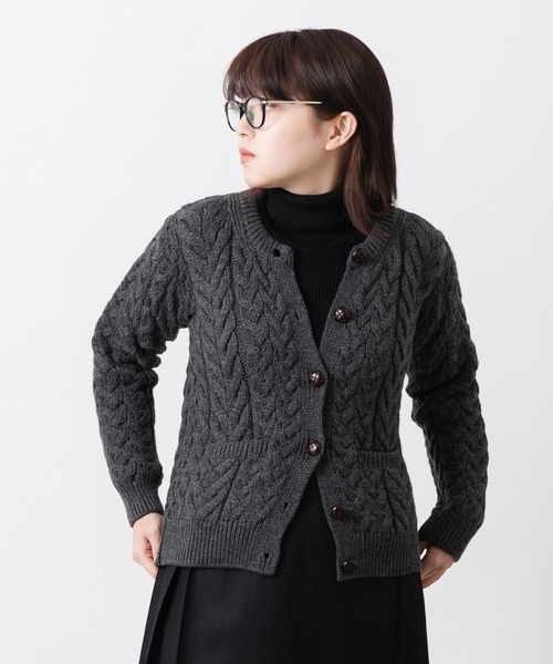 その他ブランド / カーディガン(厚手)/M/ウール/CML// スーパーソフトメリノウールケーブル編みニットカーディガン