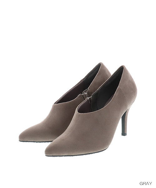 RANDA（ランダ）の「ストレスフリー/Vカットショートブーティ（ブーツ・レディース・グレー/ワイン/ブラック・24.5/25/22/23/25.5/22.5/24/23.5）」の3枚目の写真