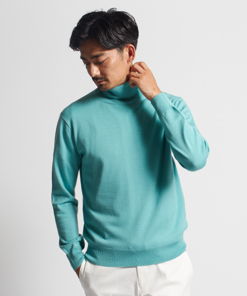 DESIGNWORKS(デザインワークス)の「メリノウール タートルネックニット(ニット/セーター・メンズ・ホワイト/ネイビー/エメラルド/ボルドー・S/M/L)」の5枚目の写真