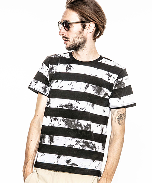 ACANTHUS(アカンサス)の「mt5319-embroidery logo uneven dyeborder Tee Tシャツ(Tシャツ/カットソー・メンズ・ホワイト×ネイビー/ブラック系その他/ホワイト×ブラック・S/L/M)」の11枚目の写真