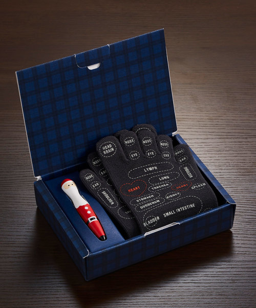 Tabio タビオ の 使用禁止 Web限定 メンズ クリスマスギフト ツボプリント5本指靴下 ギフトbox ツボ押し棒付 ソックス 靴下 Wear