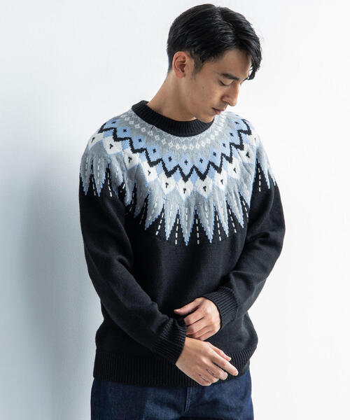 green label relaxing（グリーンレーベルリラクシング）の「SC キュウシンJQ クルーネック ニット ◆（ニット/セーター・メンズ・ロイヤルブルー/ブラック/ブラウン・M/S/L）」の16枚目の写真
