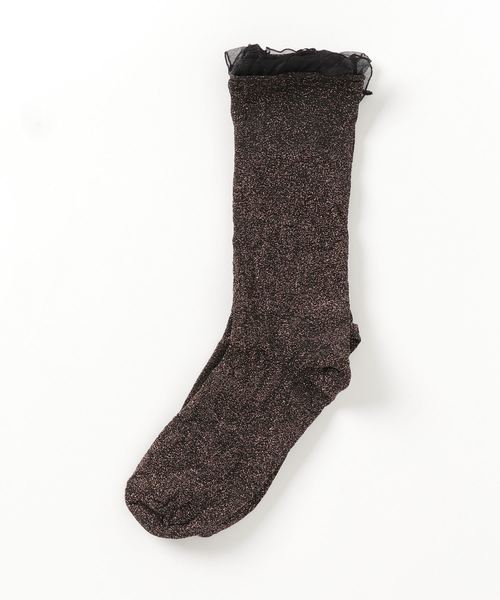 Fun & Daily（ファンアンドデイリー）の「F&D : ラメレースアップソックス（ソックス/靴下・レディース・チャコールグレー/ブラウン/パープル・FREE）」の6枚目の写真