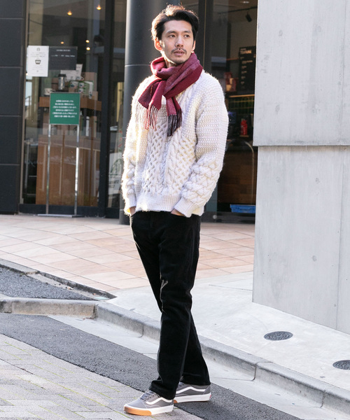 URBAN RESEARCH Sonny Label(アーバンリサーチサニーレーベル)の「パッチワークケーブルニット(ニット/セーター・メンズ・レッド/オフホワイト/カーキ/キャメル・MEDIUM/LARGE)」の7枚目の写真