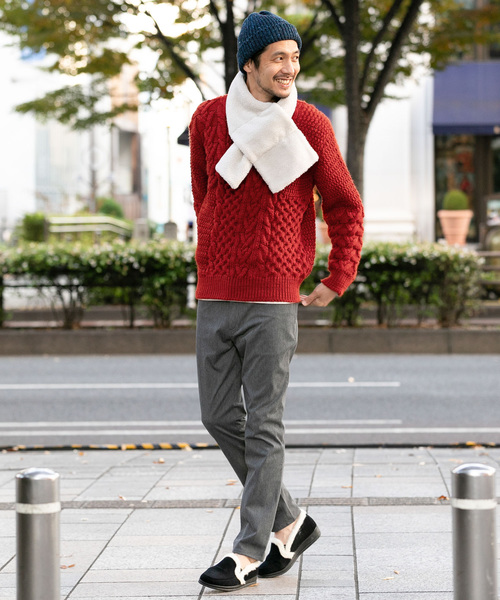 URBAN RESEARCH Sonny Label(アーバンリサーチサニーレーベル)の「パッチワークケーブルニット(ニット/セーター・メンズ・レッド/オフホワイト/カーキ/キャメル・MEDIUM/LARGE)」の14枚目の写真