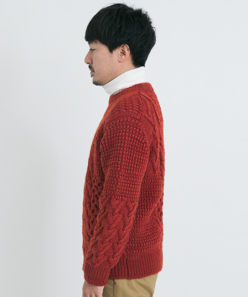 URBAN RESEARCH Sonny Label(アーバンリサーチサニーレーベル)の「パッチワークケーブルニット(ニット/セーター・メンズ・レッド/オフホワイト/カーキ/キャメル・MEDIUM/LARGE)」の18枚目の写真