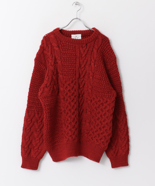 URBAN RESEARCH Sonny Label(アーバンリサーチサニーレーベル)の「パッチワークケーブルニット(ニット/セーター・メンズ・レッド/オフホワイト/カーキ/キャメル・MEDIUM/LARGE)」の22枚目の写真