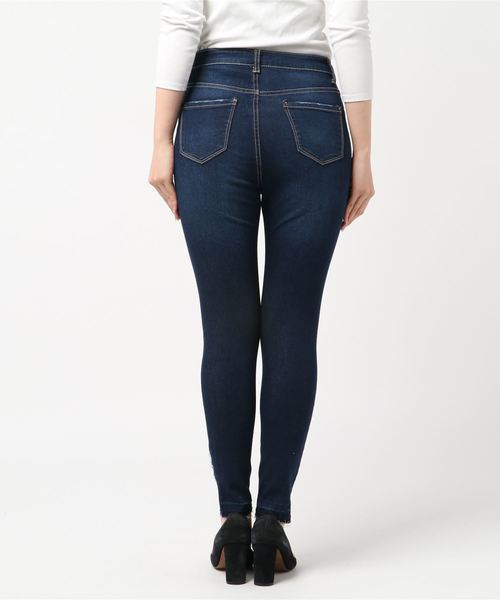 WEGO（ウィゴー）の「WEGO/ハイウエストクラッシュスキニーパンツ（デニムパンツ・レディース・インディゴブルー/ダークインディゴブルー/ライトインディゴブルー・SMALL/MEDIUM/LARGE）」の4枚目の写真