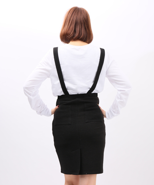 WEGO（ウィゴー）の「WEGO/サスペンダー付ペンシルスカート（スカート・レディース・ホワイト/ブラック/ブラック系その他・FREE）」の14枚目の写真