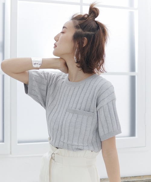 LADYMADE(レディメイド)の「ワイドリブラメニットプルオーバー(ニット/セーター)」|ライトグレー
