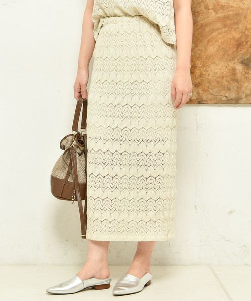 DouDou（ドゥドゥ）の「レースタイトスカート（スカート・レディース・ベージュ/アイボリー・FREE）」の2枚目の写真