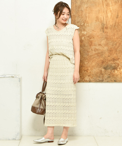 DouDou（ドゥドゥ）の「レースタイトスカート（スカート・レディース・ベージュ/アイボリー・FREE）」の5枚目の写真