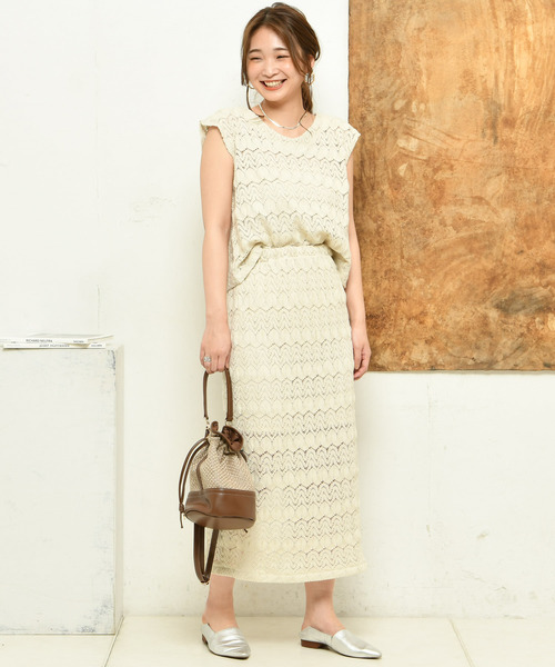 DouDou（ドゥドゥ）の「レースタイトスカート（スカート・レディース・ベージュ/アイボリー・FREE）」の7枚目の写真