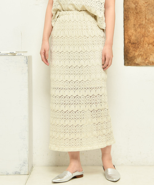 DouDou（ドゥドゥ）の「レースタイトスカート（スカート・レディース・ベージュ/アイボリー・FREE）」の9枚目の写真