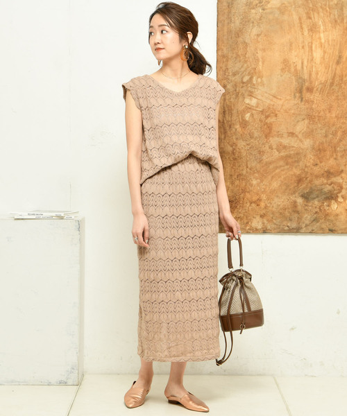 DouDou（ドゥドゥ）の「レースタイトスカート（スカート・レディース・ベージュ/アイボリー・FREE）」の19枚目の写真