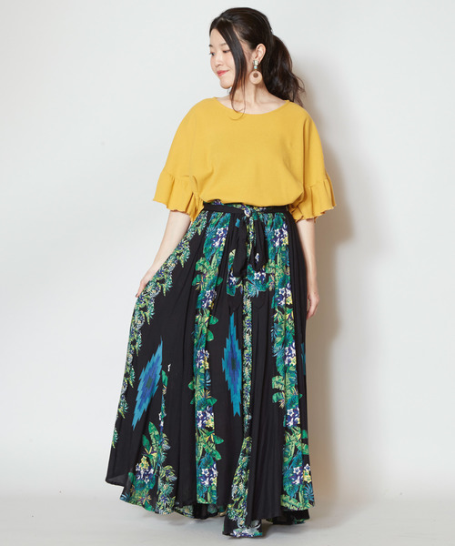 チャイハネ(チャイハネ)の「【チャイハネ】トロピカルフラワーマキシスカート(スカート・レディース・ベージュ/ブラック/ブルー・FREE)」の9枚目の写真