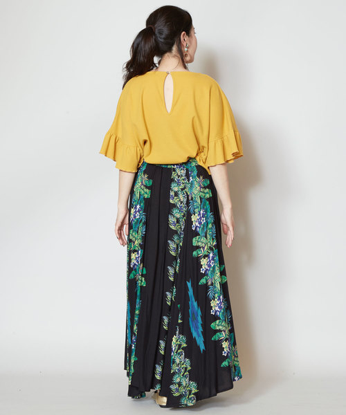 チャイハネ(チャイハネ)の「【チャイハネ】トロピカルフラワーマキシスカート(スカート・レディース・ベージュ/ブラック/ブルー・FREE)」の11枚目の写真