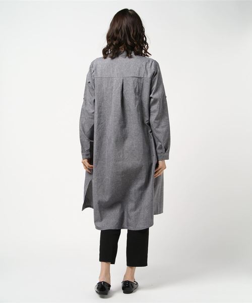 おしゃれスタ(オシャレスタ)の「スラブクロス スタンドアウトカラーコート(LC)(その他アウター・レディース・チャコールグレー・FREE)」の3枚目の写真