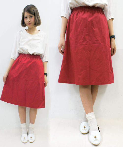 CIAOPANIC(チャオパニック)の「【Ciaopanic】ミドルオードリーフレアスカート(スカート・レディース・ネイビー/キャメル/レッド/カーキ/ブルー/オフホワイト・FREE)」の6枚目の写真