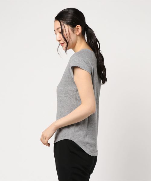 AMERICAN HOLIC（アメリカンホリック）の「ヘンリーネック半袖カットプルオーバー　＊（Tシャツ/カットソー・レディース・オフホワイト/グレー系その他/グレー系その他2・M/L）」の5枚目の写真