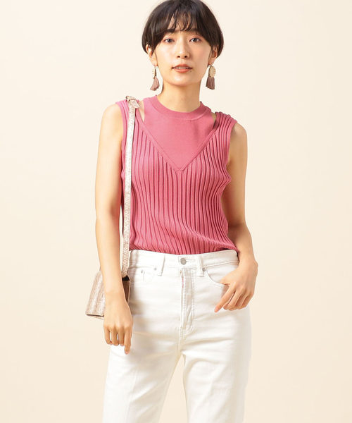 Doux archives Hamac(ドゥアルシーヴ アマーク)の「【Hamac】NOAHリブ+天竺プルオーバー(ニット/セーター・レディース・ブラック/オフホワイト/ピンク・MEDIUM)」の2枚目の写真