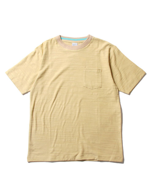 ASTRONOMY（アストロノミー）の「ニット襟 ロング スラブ 半袖 Tシャツ カットソー（Tシャツ/カットソー・メンズ・ホワイト/ベージュ/ネイビー・L/M）」の4枚目の写真