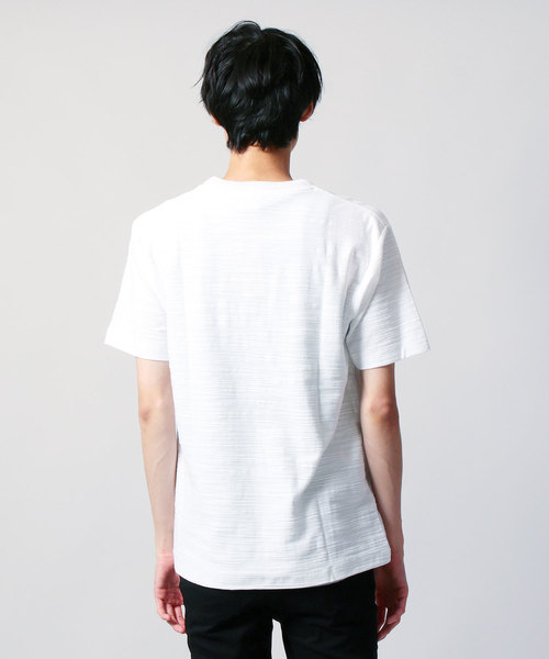 ASTRONOMY（アストロノミー）の「ニット襟 ロング スラブ 半袖 Tシャツ カットソー（Tシャツ/カットソー・メンズ・ホワイト/ベージュ/ネイビー・L/M）」の15枚目の写真