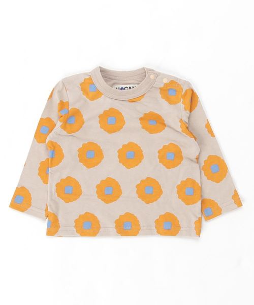 HOGAN RANCH WEAR(ホーガンランチウエア)の「ナガソデTシャツ はなはな(80〜130cm)(Tシャツ/カットソー)」|ベージュ