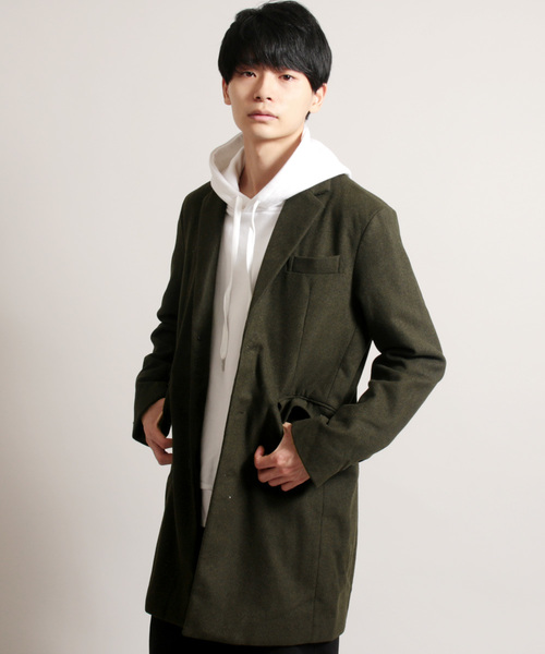 THE CASUAL(カジュアル)の「ウールメルトンチェスターコート(チェスターコート・メンズ・ブラック/カーキ/ネイビー/ブラウン/その他/ブラック系その他/キャメル/チャコール/グレー系その他2/ブルー系その他2/グレー系その他/ブラウン系その他/ブルー系その他/カモフラージュ/その他1/ワイン/グレー・S/M/LL/L)」の9枚目の写真
