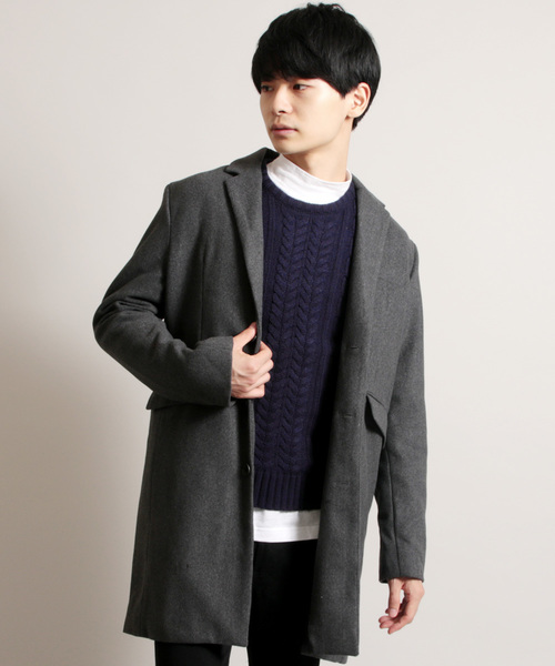 THE CASUAL(カジュアル)の「ウールメルトンチェスターコート(チェスターコート・メンズ・ブラック/カーキ/ネイビー/ブラウン/その他/ブラック系その他/キャメル/チャコール/グレー系その他2/ブルー系その他2/グレー系その他/ブラウン系その他/ブルー系その他/カモフラージュ/その他1/ワイン/グレー・S/M/LL/L)」の6枚目の写真