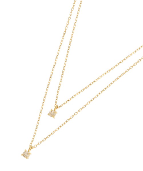 K18ダイヤモンド 4本爪 2連ネックレス（ネックレス）｜COCOSHNIK