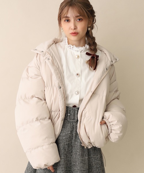 one after another NICE CLAUP（ワンアフターアナザーナイスクラップ）の「フードエコダウンジャケット（ダウンジャケット/コート・レディース・ブラウン/ピンク/ピンクベージュ/ベージュ/ミント/ライトベージュ/ブラック・FREE）」の5枚目の写真