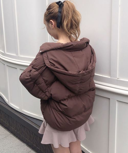 one after another NICE CLAUP（ワンアフターアナザーナイスクラップ）の「フードエコダウンジャケット（ダウンジャケット/コート・レディース・ブラウン/ピンク/ピンクベージュ/ベージュ/ミント/ライトベージュ/ブラック・FREE）」の20枚目の写真