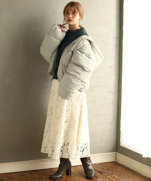 one after another NICE CLAUP（ワンアフターアナザーナイスクラップ）の「フードエコダウンジャケット（ダウンジャケット/コート・レディース・ブラウン/ピンク/ピンクベージュ/ベージュ/ミント/ライトベージュ/ブラック・FREE）」の9枚目の写真