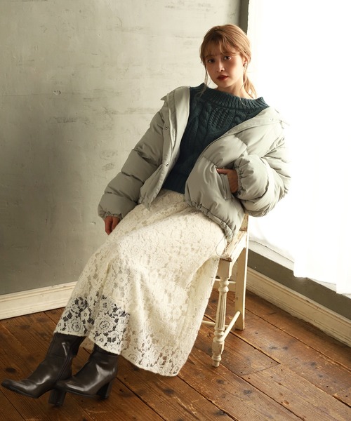 one after another NICE CLAUP（ワンアフターアナザーナイスクラップ）の「フードエコダウンジャケット（ダウンジャケット/コート・レディース・ブラウン/ピンク/ピンクベージュ/ベージュ/ミント/ライトベージュ/ブラック・FREE）」の8枚目の写真