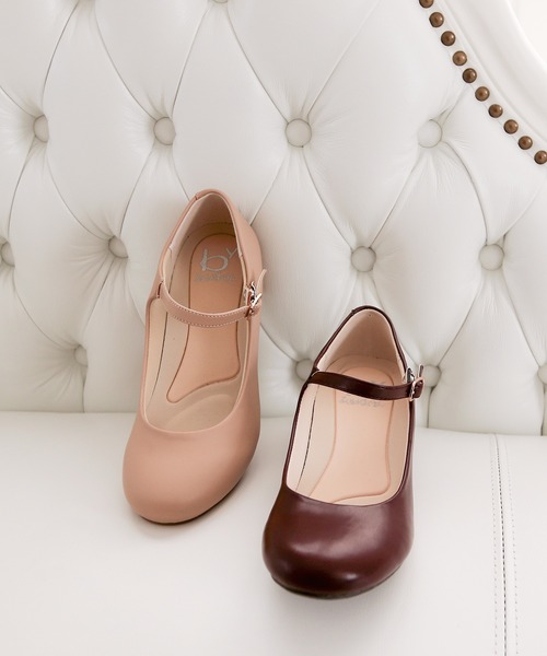 byあしながおじさん（バイアシナガオジサン）の「ラウンドストラップパンプス　8750333（パンプス・レディース・ライトブルー/ブラック/ベージュ/クリアブラック/ワイン/ブラウン/ライトグリーン/ピンク/チェック/ライトピンク/ブラック系その他/キャメル/ライトベージュ・22.5cm/23.0cm/23.5cm/24.0cm/24.5cm）」の6枚目の写真