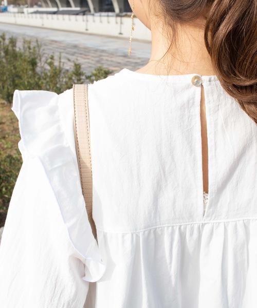 flower（フラワー）の「エアリーコットンブラウス（シャツ/ブラウス・レディース・ホワイト/ミント・FREE）」の9枚目の写真