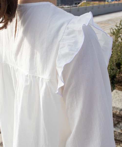 flower（フラワー）の「エアリーコットンブラウス（シャツ/ブラウス・レディース・ホワイト/ミント・FREE）」の10枚目の写真