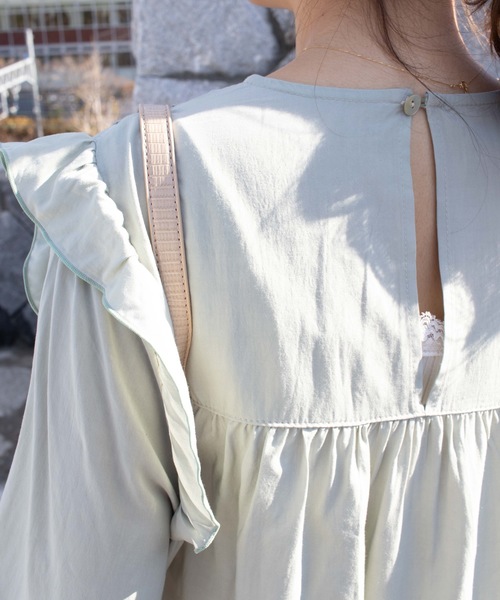 flower（フラワー）の「エアリーコットンブラウス（シャツ/ブラウス・レディース・ホワイト/ミント・FREE）」の14枚目の写真