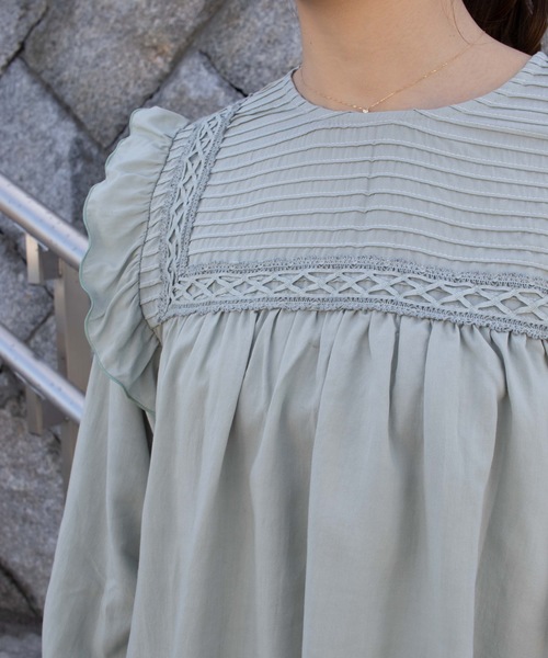 flower（フラワー）の「エアリーコットンブラウス（シャツ/ブラウス・レディース・ホワイト/ミント・FREE）」の15枚目の写真