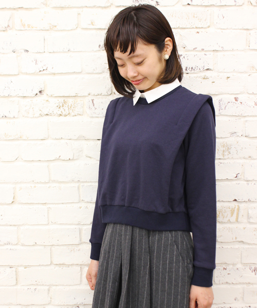 Kastane（カスタネ）の「【Kastane】重ね着風裏毛プルオーバー（Tシャツ/カットソー・レディース・グレー/オートミール/ネイビー/レッド・FREE）」の3枚目の写真