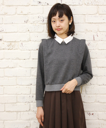 Kastane | 【Kastane】重ね着風裏毛プルオーバー(Tシャツ/カットソー)