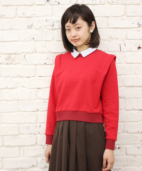 Kastane（カスタネ）の「【Kastane】重ね着風裏毛プルオーバー（Tシャツ/カットソー・レディース・グレー/オートミール/ネイビー/レッド・FREE）」の4枚目の写真