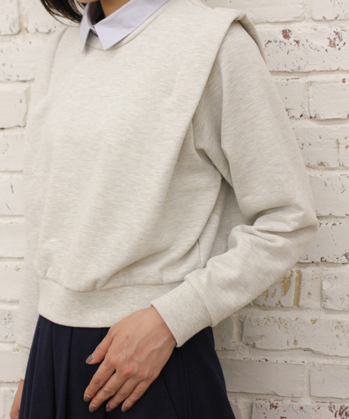 Kastane（カスタネ）の「【Kastane】重ね着風裏毛プルオーバー（Tシャツ/カットソー・レディース・グレー/オートミール/ネイビー/レッド・FREE）」の6枚目の写真