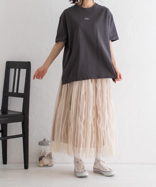 Mysa&Liina(ミーサリーナ)の「ワンポイントロゴビッグT(ユニセックス)(Tシャツ/カットソー・レディース・オフホワイト/ブラック/ブラウン/ベージュ・M)」の10枚目の写真