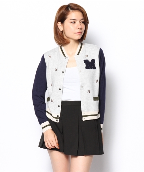 Khaju（カージュ）の「★★Khaju:ビジューニットブルゾン（ブルゾン・レディース・ライトグレー/グリーン・ONE SIZE）」の3枚目の写真